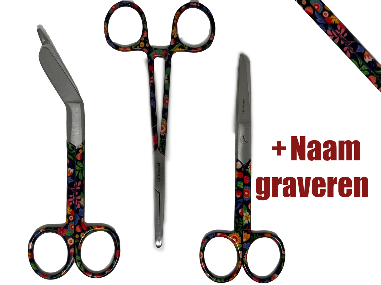 3 delig scharen set verpleegkundige PrismaBlooms (+ naam graveren)