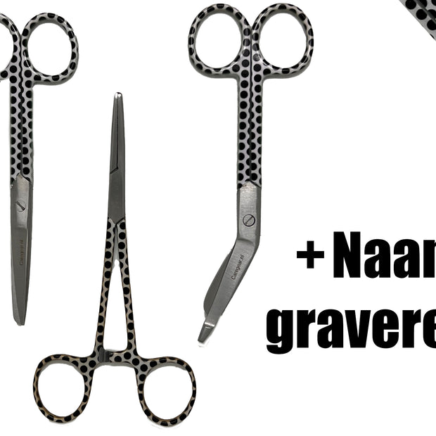 3 delig scharen set verpleegkundige  Kroonparel (+ naam graveren)