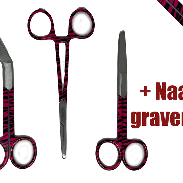 3 delig  scharen set verpleegkundige Pink Panther (+ naam graveren)