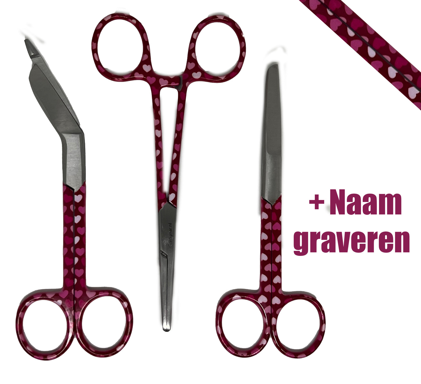 3 delig scharen set verpleegkundige Paarse Dibond (+ naam graveren)