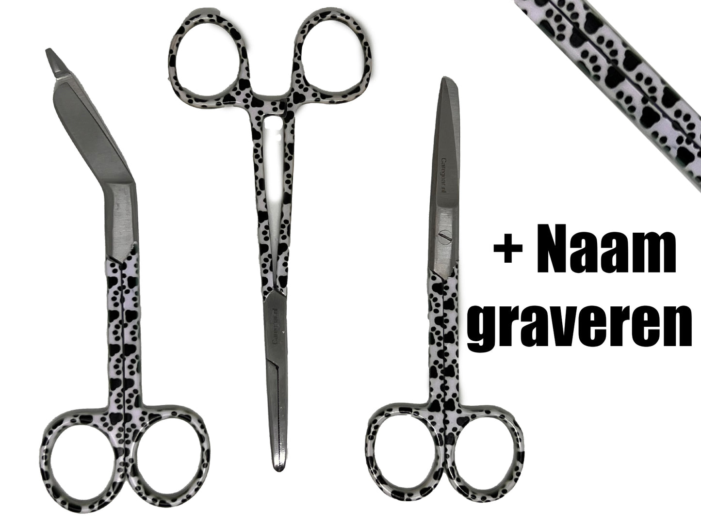 3 delig scharen set verpleegkundige Dalmatiër (+ naam graveren)