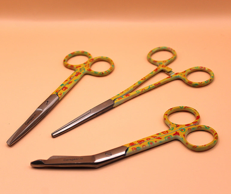 Gele set met zorg iconen