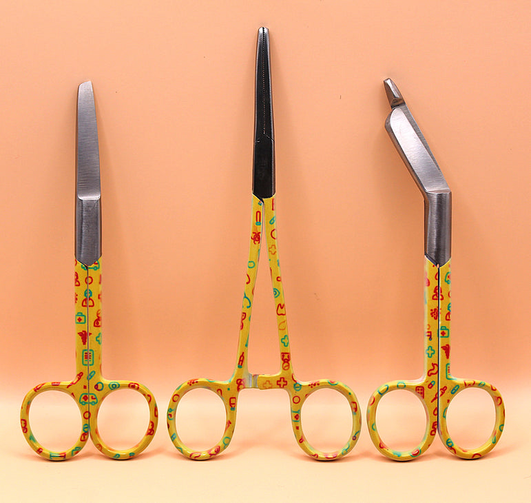 Gele set met zorg iconen