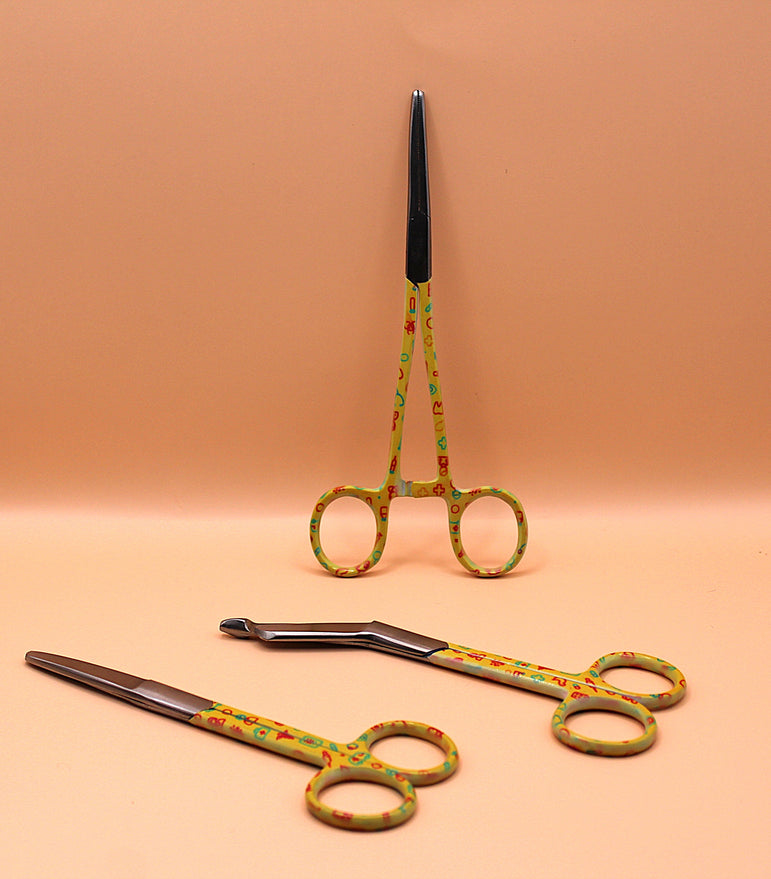 Gele set met zorg iconen