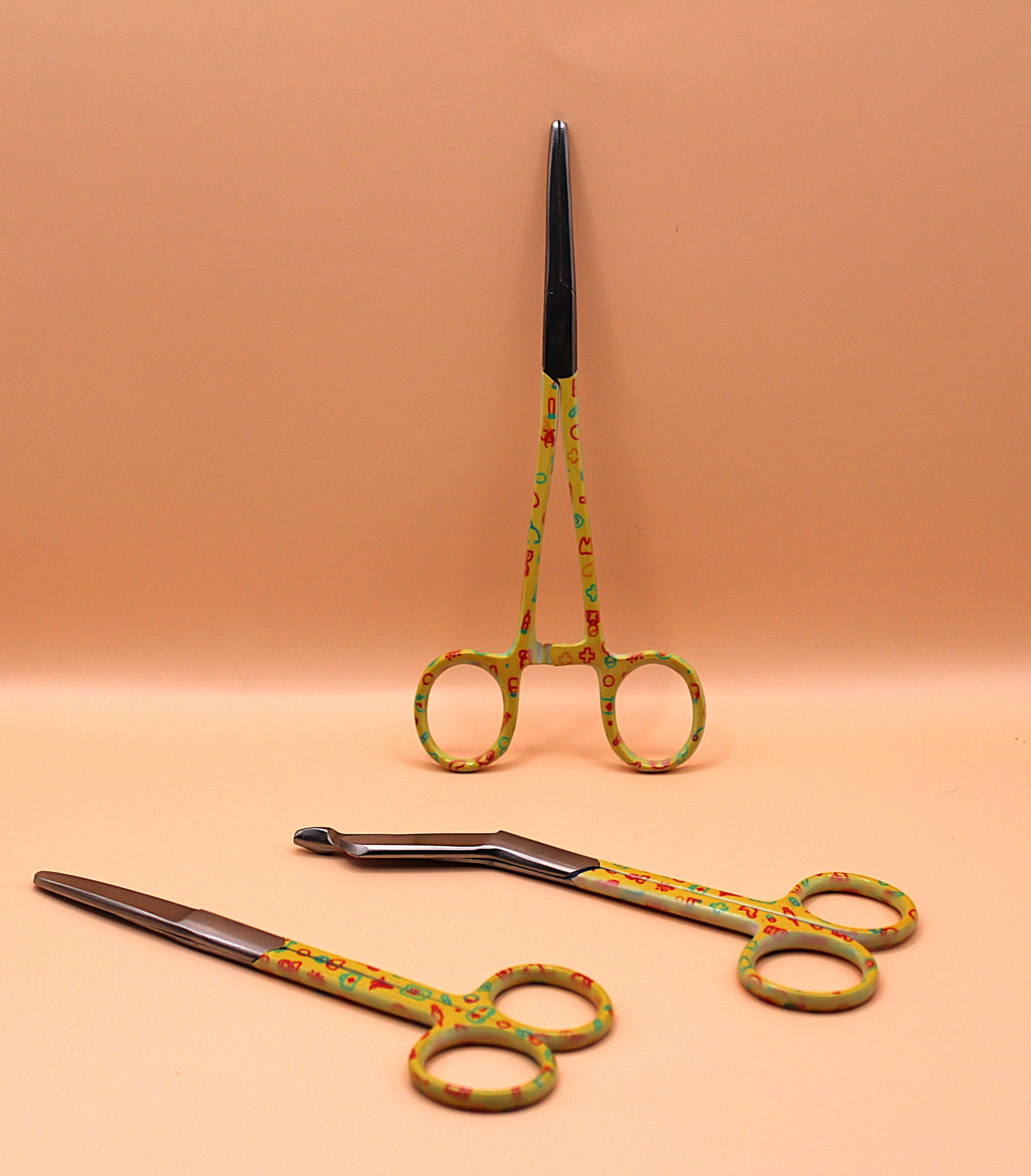 Gele set met zorg iconen