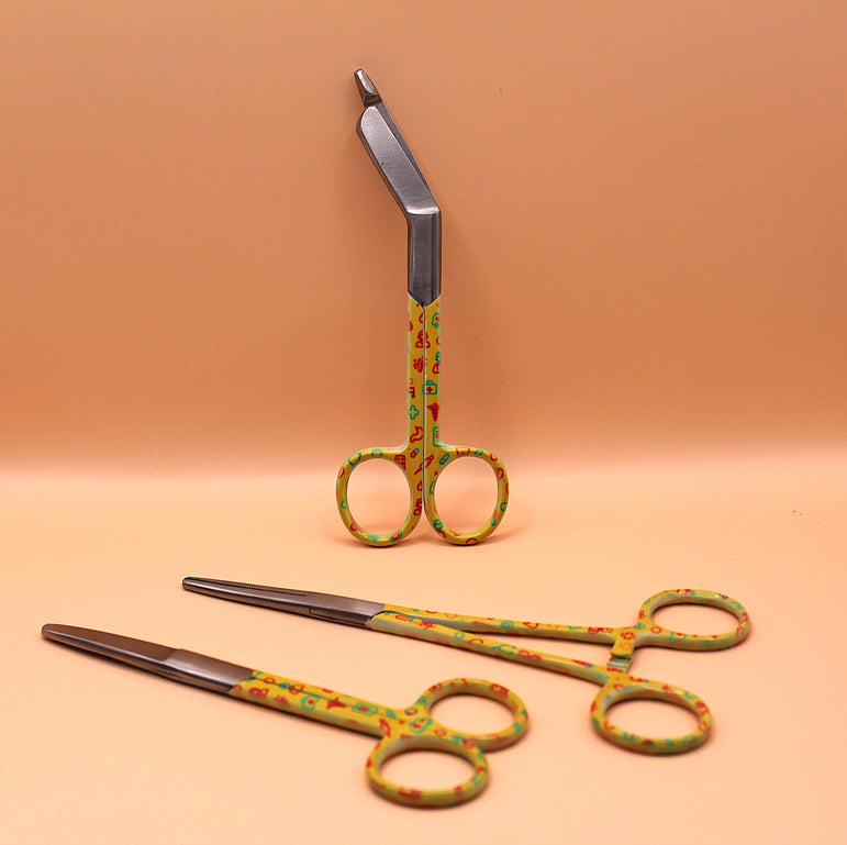 Gele set met zorg iconen