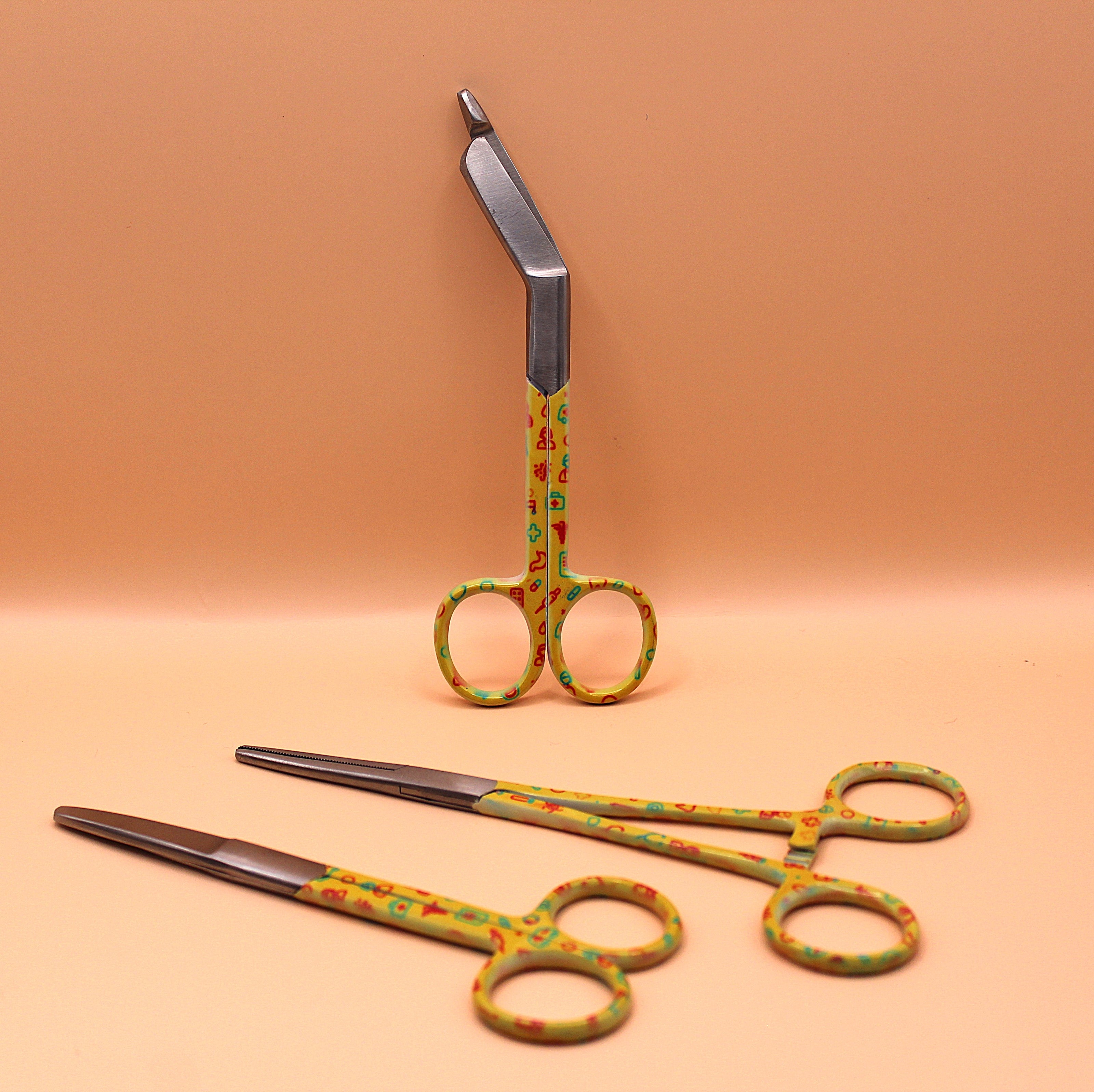 Gele set met zorg iconen