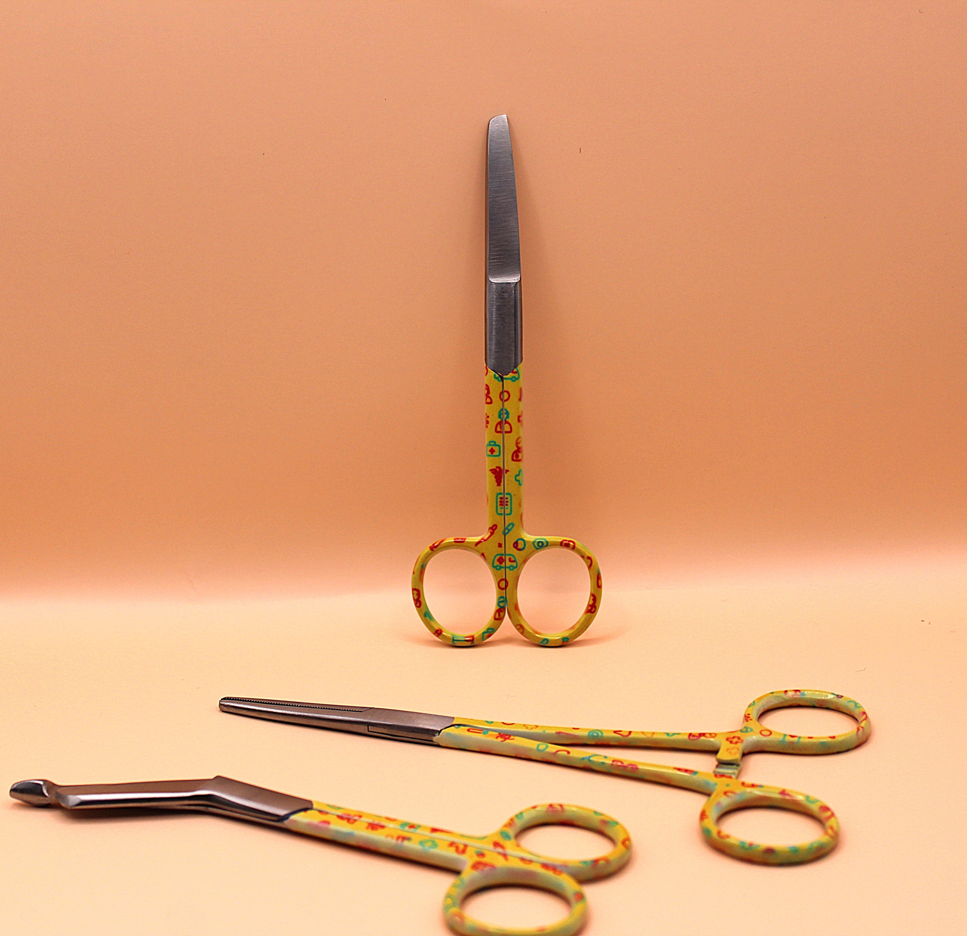 Gele set met zorg iconen