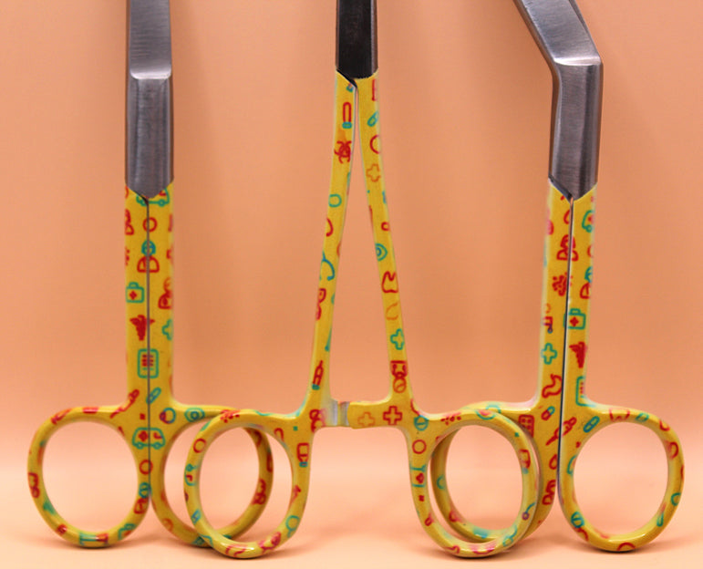 Gele set met zorg iconen