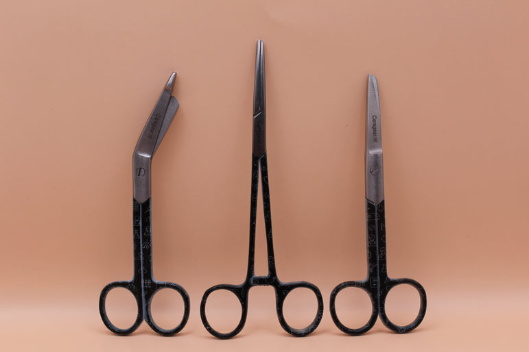 3 Delig set + gratis naam gravering Medische Icons zwart wit