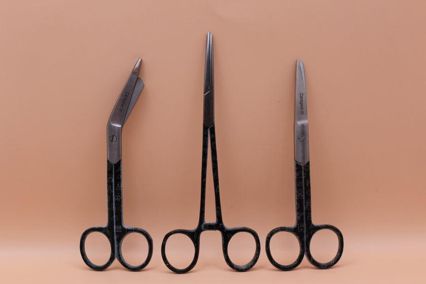 3 Delig set + gratis naam gravering Medische Icons zwart wit