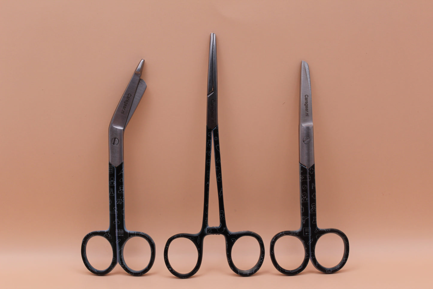 3 Delig set + gratis naam gravering Medische Icons zwart wit