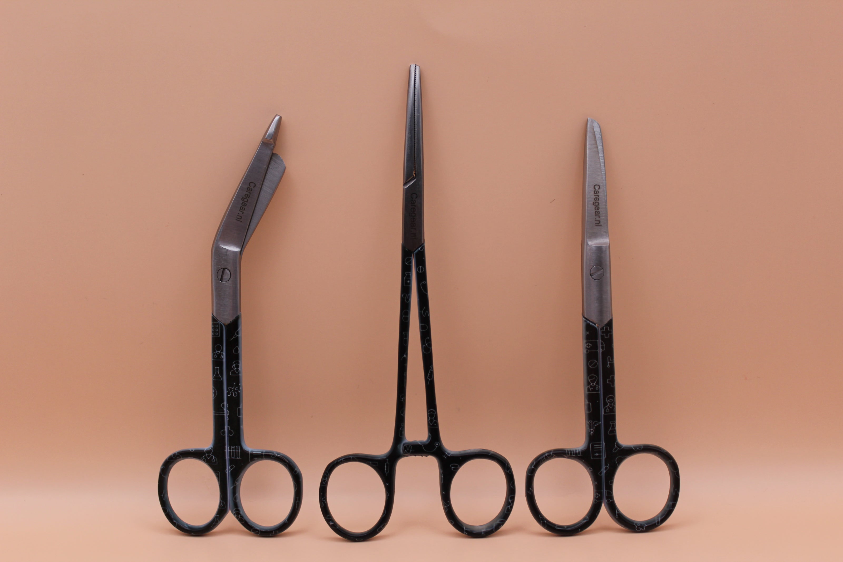 3 Delig set + gratis naam gravering Medische Icons zwart wit