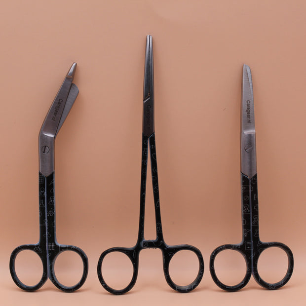 3 Delig set + gratis naam gravering Medische Icons zwart wit