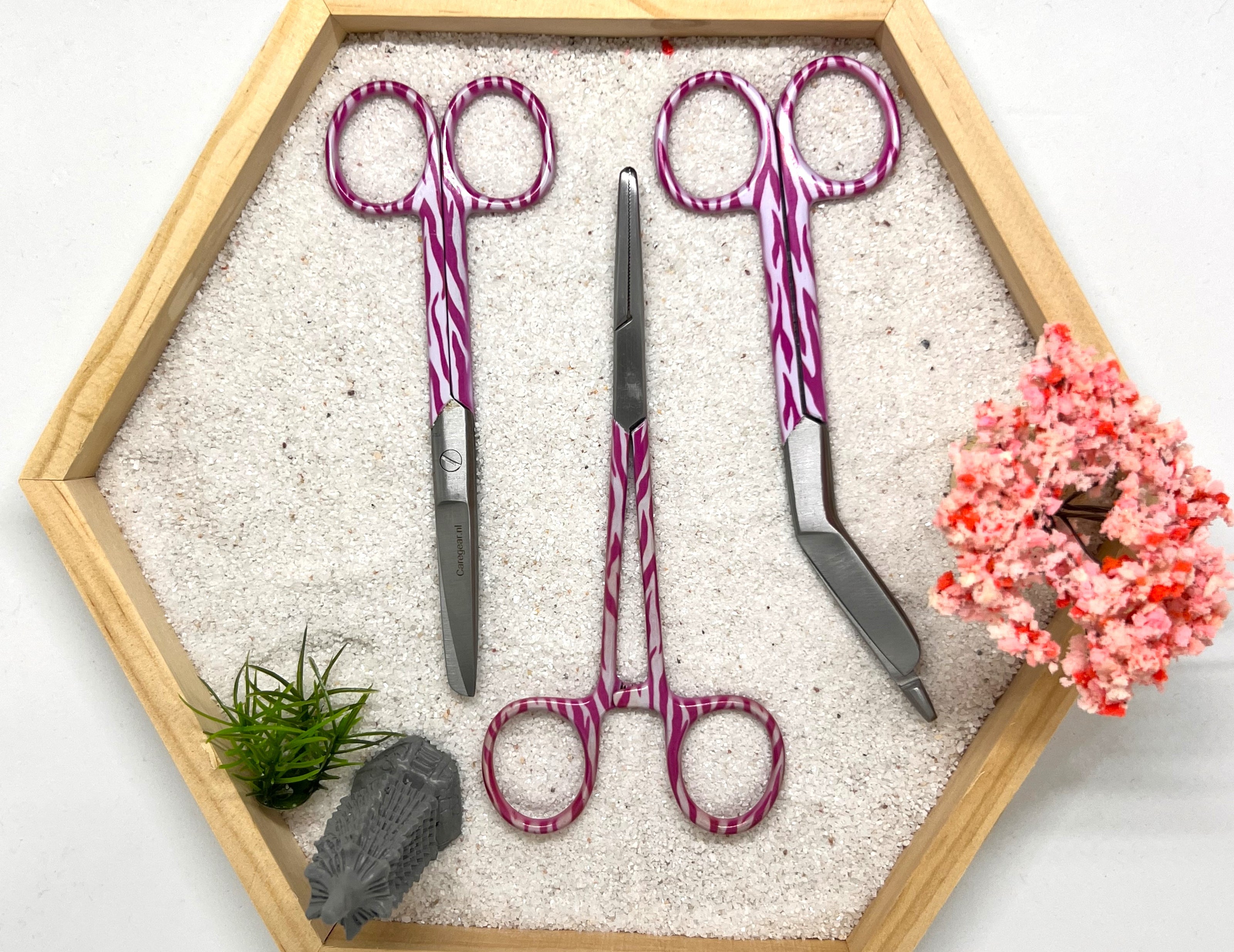 3 delig scharen set verpleegkundige Rose Zebra (+ naam graveren)