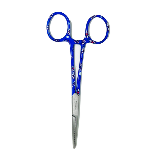 3 delig scharen set verpleegkundige Blauw met witte bloemen (naam graveren)