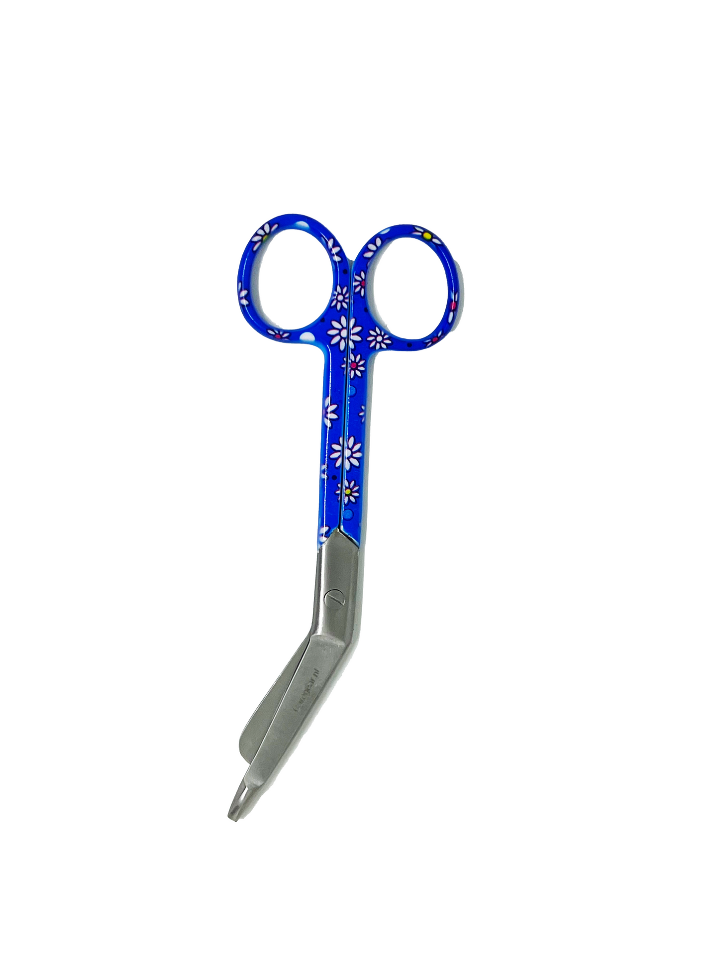 3 delig scharen set verpleegkundige Blauw met witte bloemen (naam graveren)