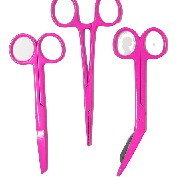 3 delig scharen set verpleegkundige Barby Pink (naam graveren)