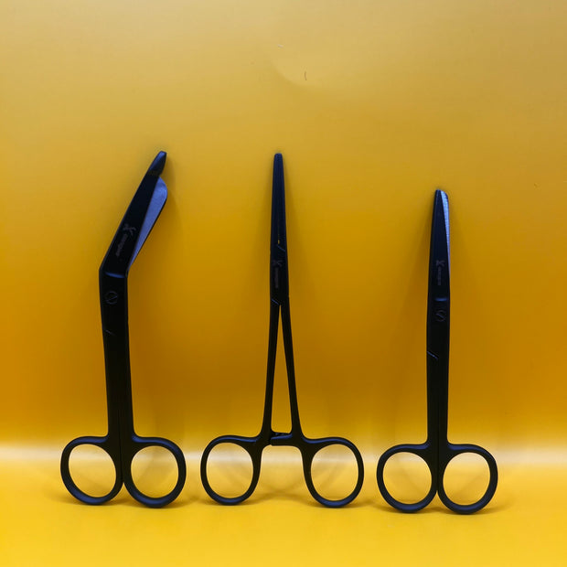 3 delig scharen set verpleegkundige Zwart Mat (naam graveren)