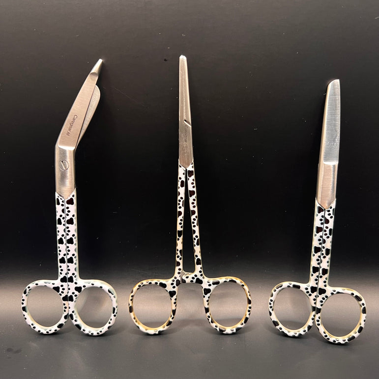 3 delige set zwart wit met honden pootjes (+ naam graveren)