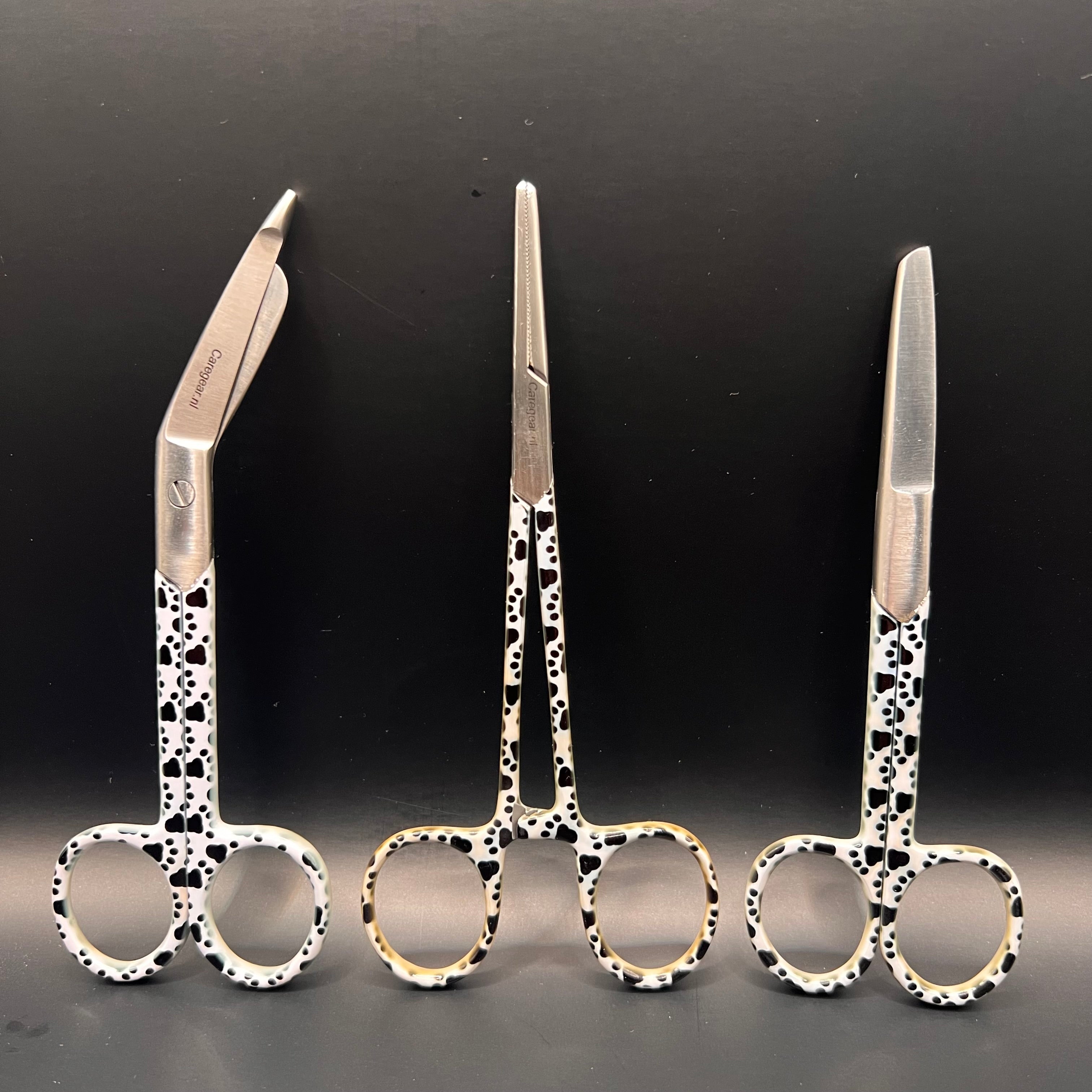 3 delige set zwart wit met honden pootjes (+ naam graveren)