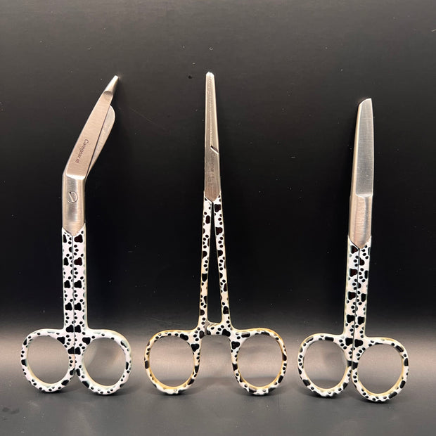 3 delige set zwart wit met honden pootjes (+ naam graveren)