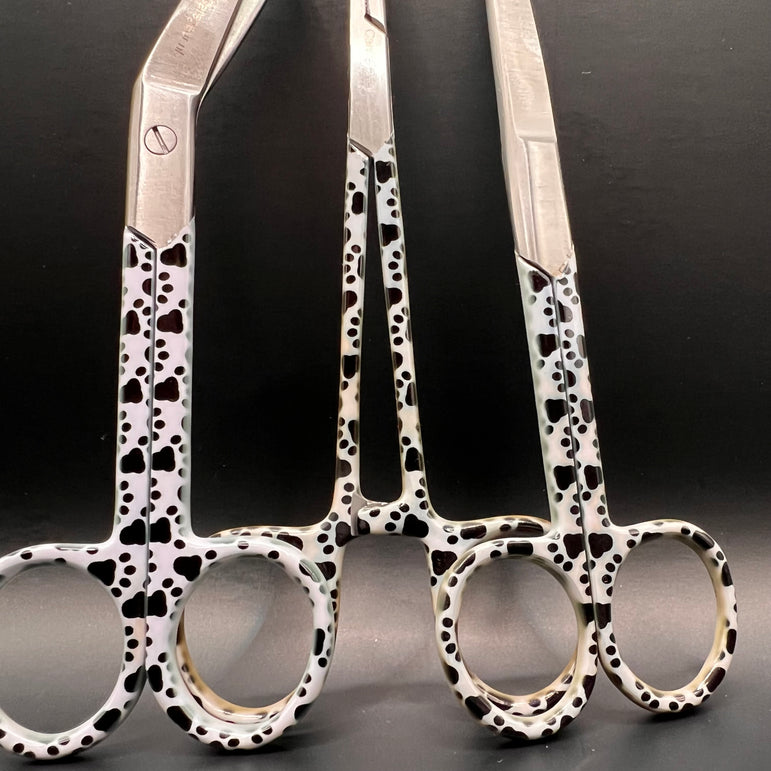 3 delige set zwart wit met honden pootjes (+ naam graveren)