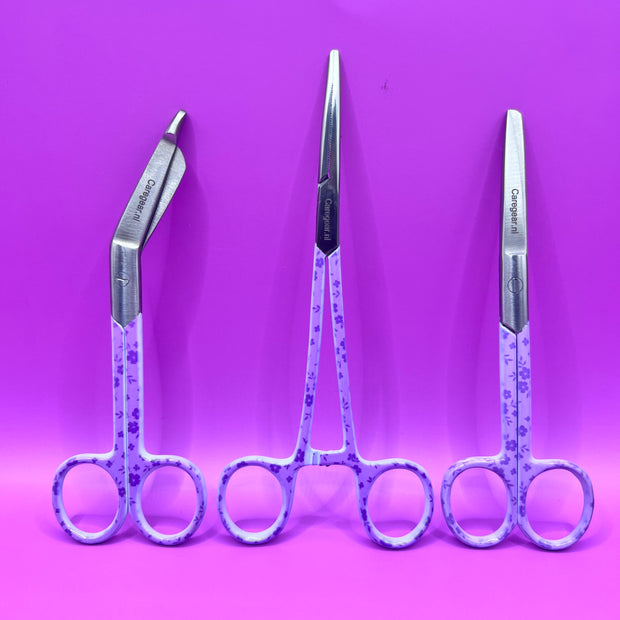 Paarse bloemen 3 delig