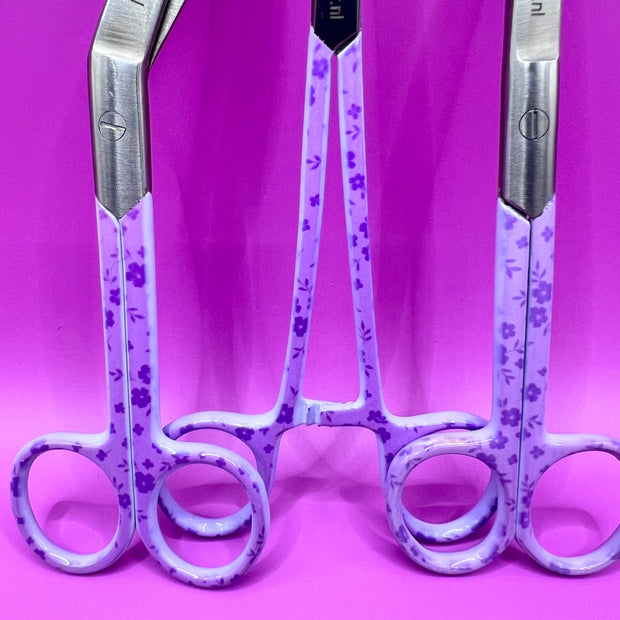 Paarse bloemen 3 delig