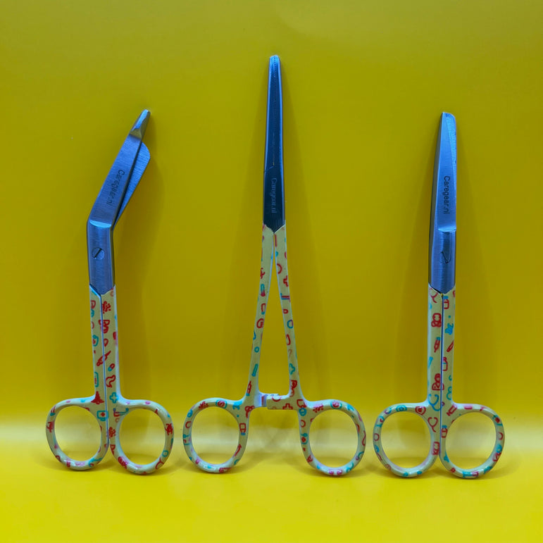 Gele set met zorg iconen