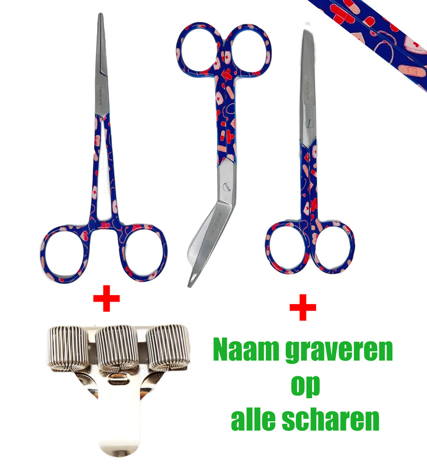3 delig scharen set verpleegkundige VPK blauw