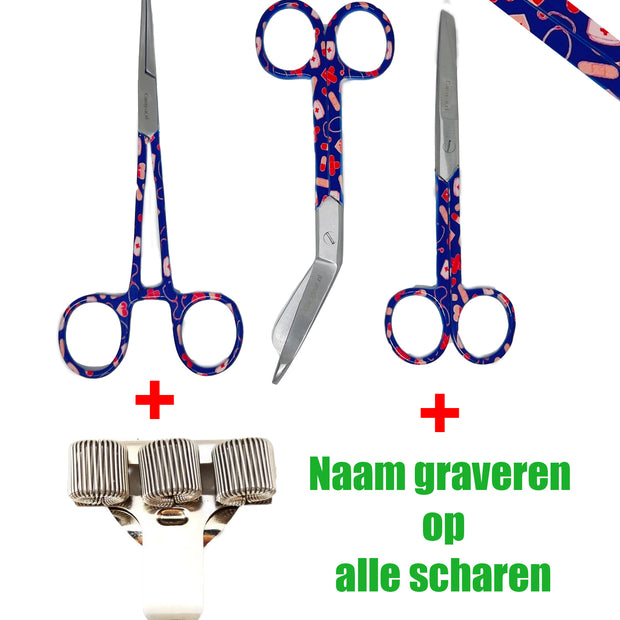 3 delig scharen set verpleegkundige VPK blauw