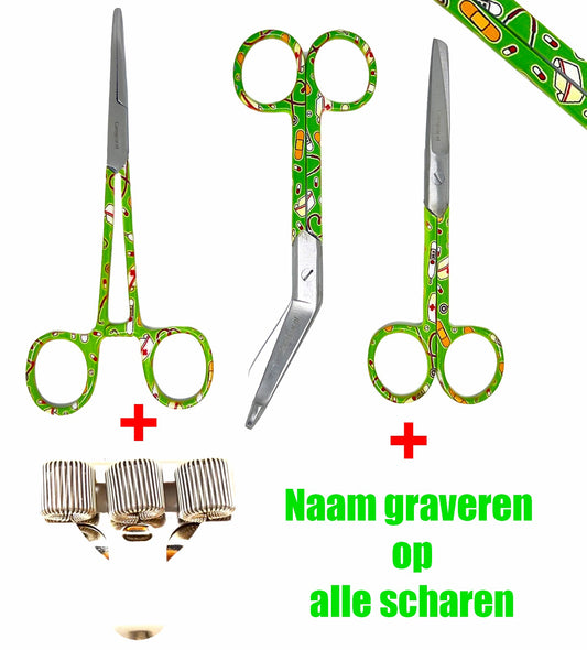 3 delig scharen set verpleegkundige VPK groen